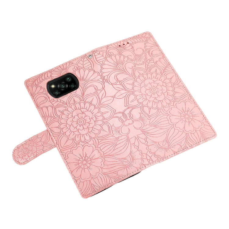 FLOWER Knižkové puzdro pre Xiaomi Poco X3 NFC / X3 Pro - ružové