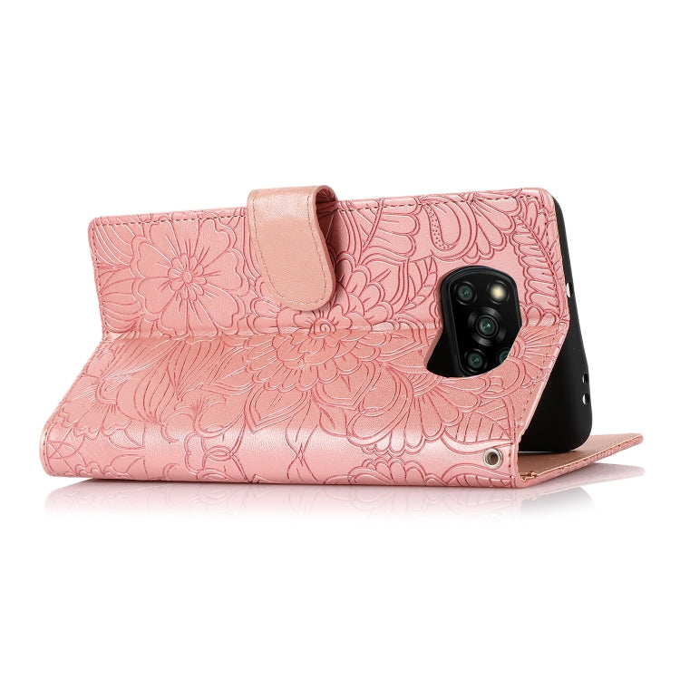 FLOWER Knižkové puzdro pre Xiaomi Poco X3 NFC / X3 Pro - ružové