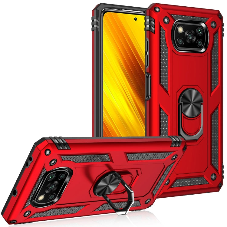RING ARMOR Tvrdený kryt pre Xiaomi Poco X3 NFC / X3 Pro - červený