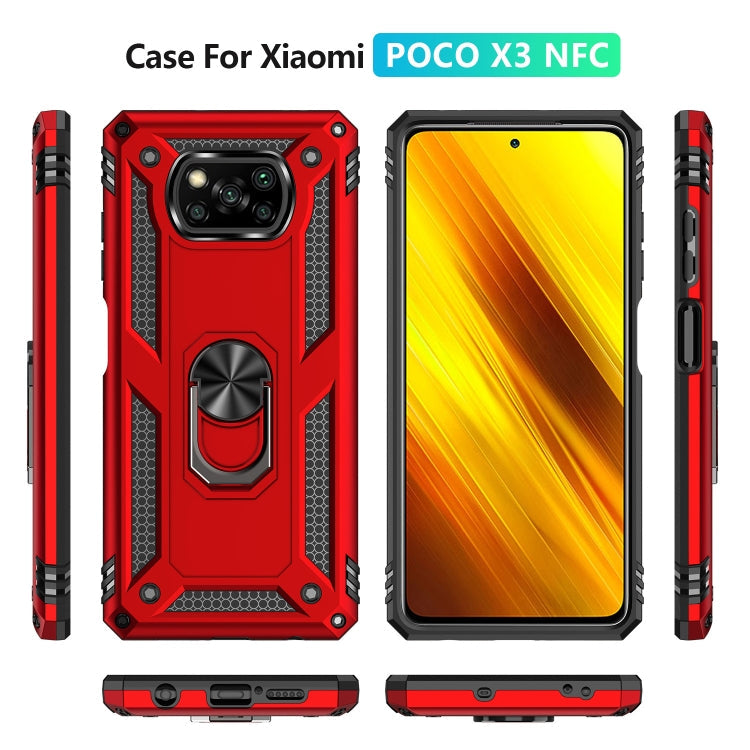 RING ARMOR Tvrdený kryt pre Xiaomi Poco X3 NFC / X3 Pro - červený