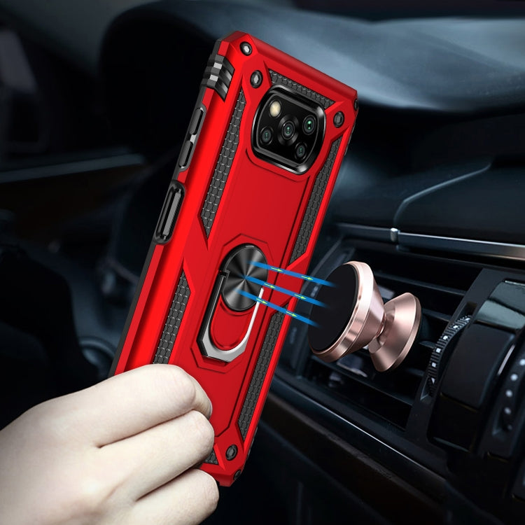 RING ARMOR Tvrdený kryt pre Xiaomi Poco X3 NFC / X3 Pro - červený