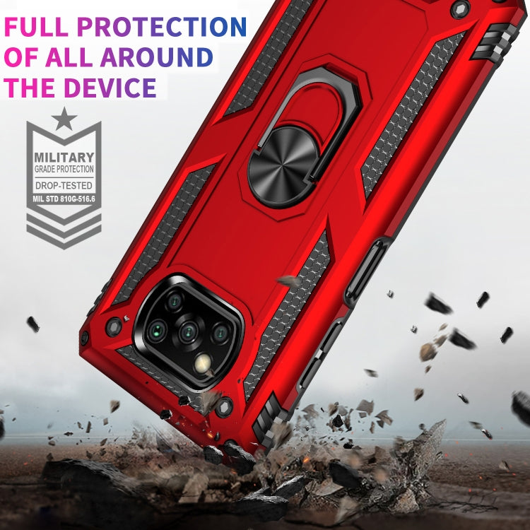 RING ARMOR Tvrdený kryt pre Xiaomi Poco X3 NFC / X3 Pro - červený