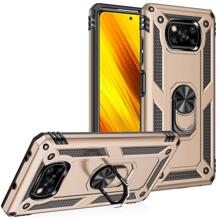 RING ARMOR Tvrdený kryt pre Xiaomi Poco X3 NFC / X3 Pro - zlatý