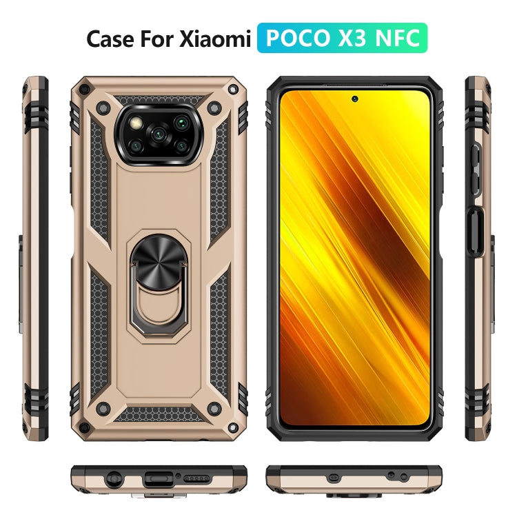 RING ARMOR Tvrdený kryt pre Xiaomi Poco X3 NFC / X3 Pro - zlatý
