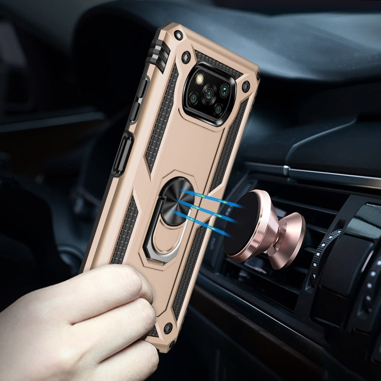 RING ARMOR Tvrdený kryt pre Xiaomi Poco X3 NFC / X3 Pro - zlatý