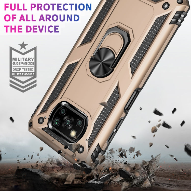 RING ARMOR Tvrdený kryt pre Xiaomi Poco X3 NFC / X3 Pro - zlatý