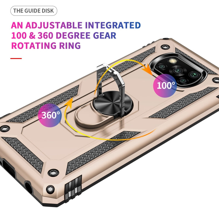 RING ARMOR Tvrdený kryt pre Xiaomi Poco X3 NFC / X3 Pro - zlatý