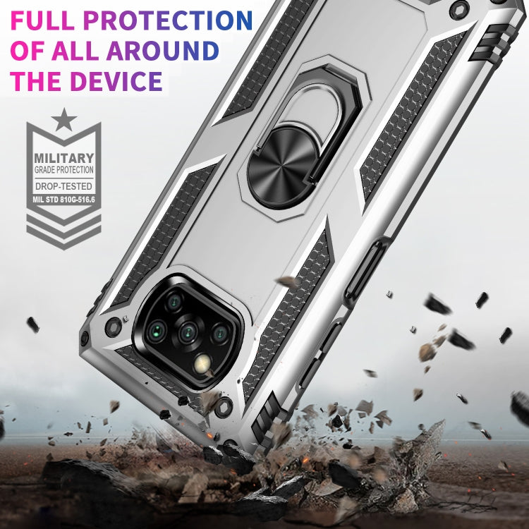 RING ARMOR Tvrdený kryt pre Xiaomi Poco X3 NFC / X3 Pro - sivý