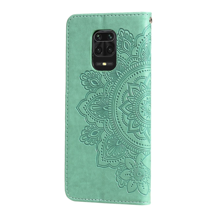 FLOWER Knižkové puzdro pre Xiaomi Redmi Note 9S / Note 9 Pro - zelené
