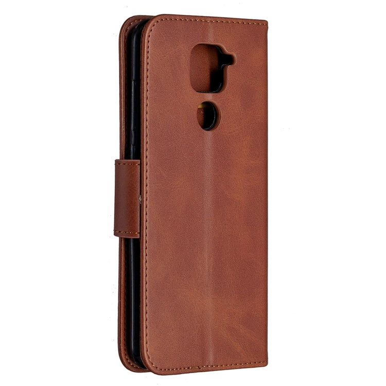 LAMBSKIN Knižkové puzdro pre Xiaomi Redmi Note 9 - tmavo hnedé