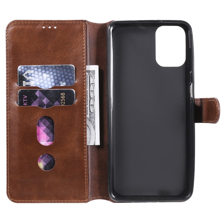 CALF Knižkové puzdro pre Motorola Moto G9 Plus - tmavo hnedé