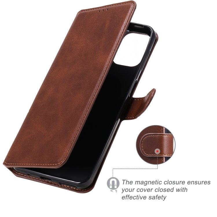 CALF Knižkové puzdro pre Motorola Moto G9 Plus - tmavo hnedé
