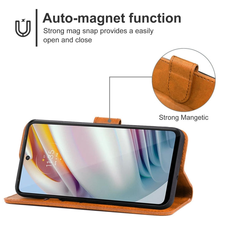 SOLID Knižkové puzdro pre Motorola Moto G60 - hnedé