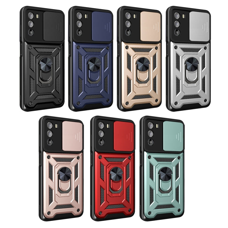 SLIDING ARMOR Tvrdený kryt pre Motorola Moto G52 / G82 5G - modrý