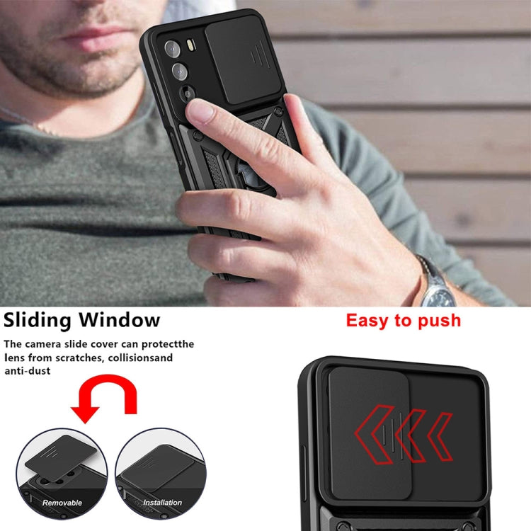 SLIDING ARMOR Tvrdený kryt pre Motorola Moto G52 / G82 5G - čierny