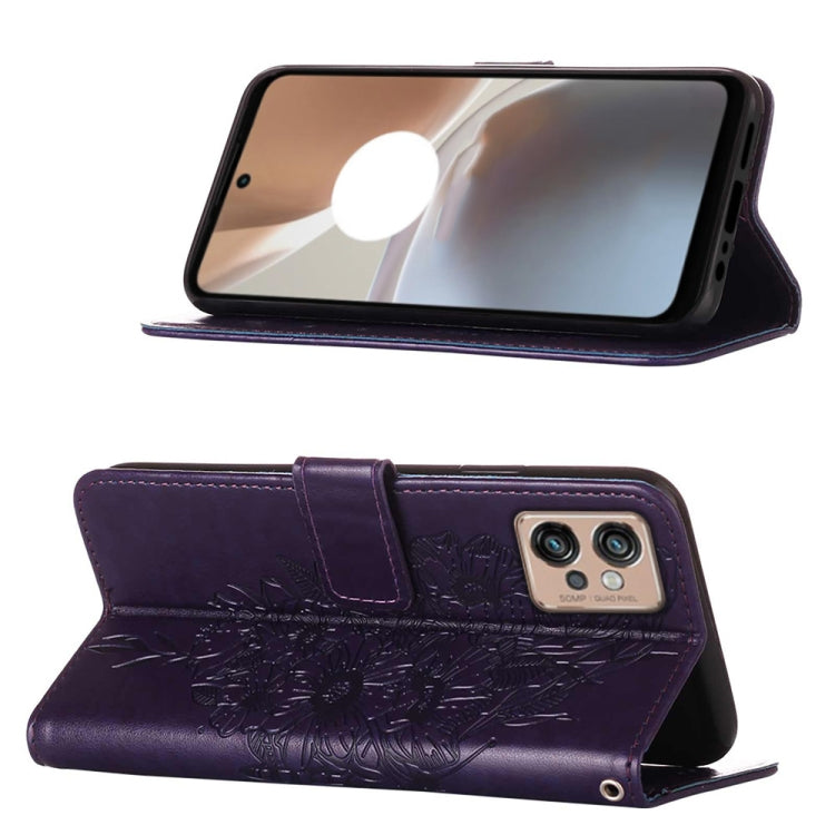 BUTTERFLY Knižkové puzdro pre Motorola Moto G32 - fialové