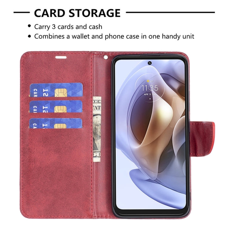 LAMBSKIN Knižkové puzdro pre Motorola Moto G31 / G41 - červené