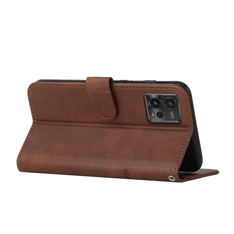 STITCHING Knižkové puzdro pre Motorola Moto G72 - tmavo hnedé