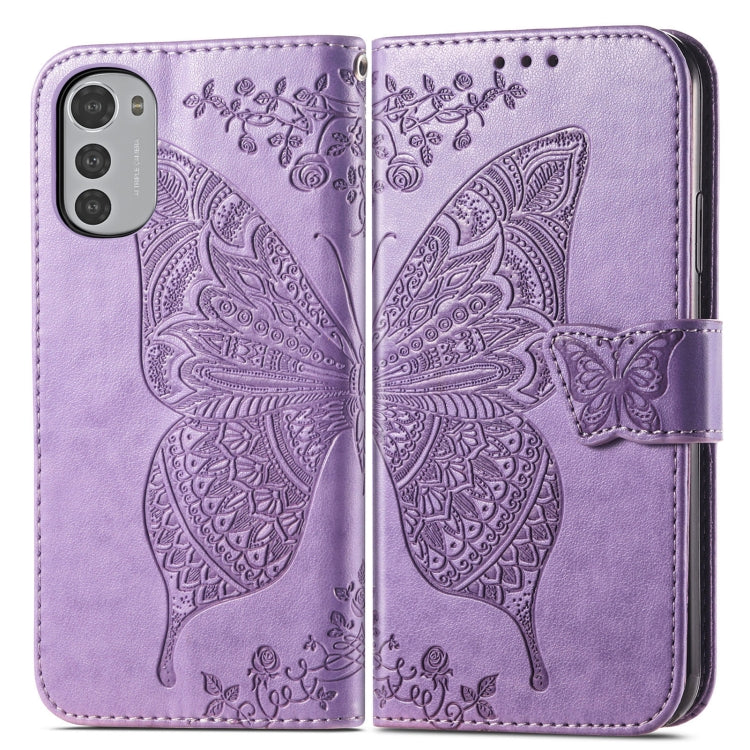 BUTTERFLY Knižkové puzdro pre Motorola Moto E32 / E32s - fialové