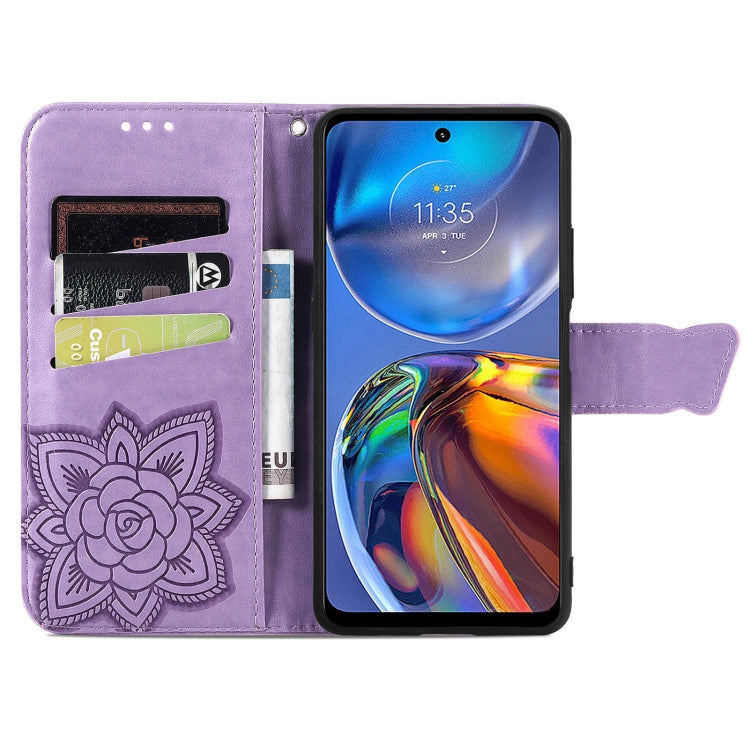 BUTTERFLY Knižkové puzdro pre Motorola Moto E32 / E32s - fialové