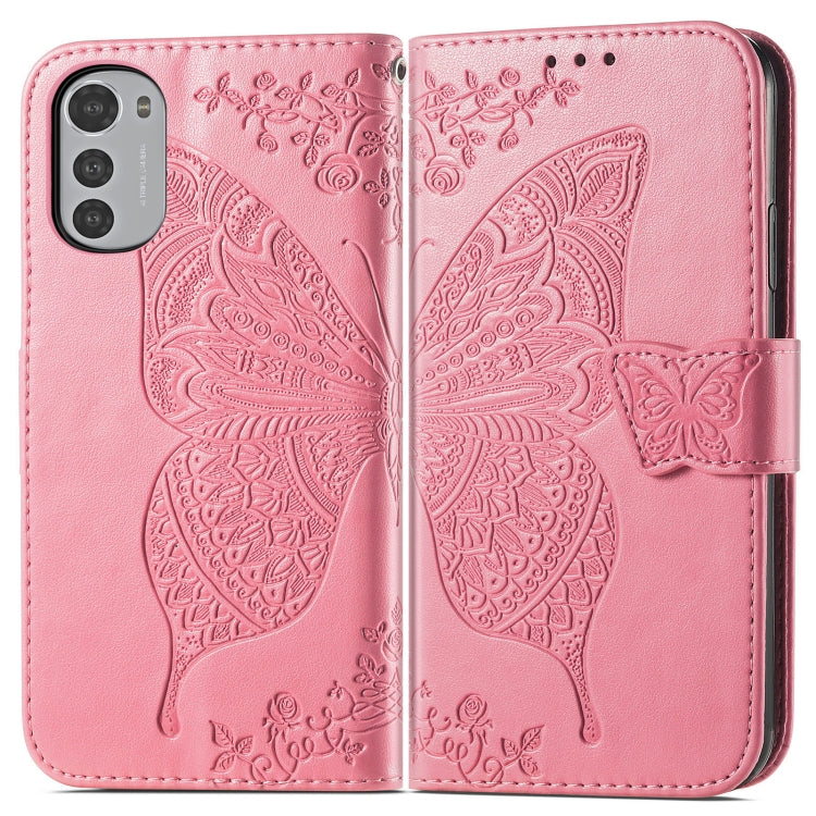 BUTTERFLY Knižkové puzdro pre Motorola Moto E32 / E32s - ružové