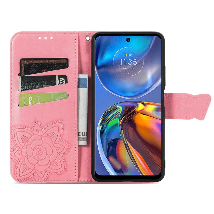 BUTTERFLY Knižkové puzdro pre Motorola Moto E32 / E32s - ružové