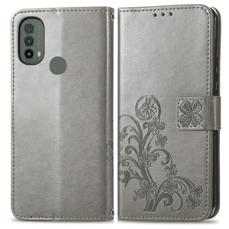 LEAF Knižkové puzdro pre Motorola Moto E20 / E30 / E40 - sivé