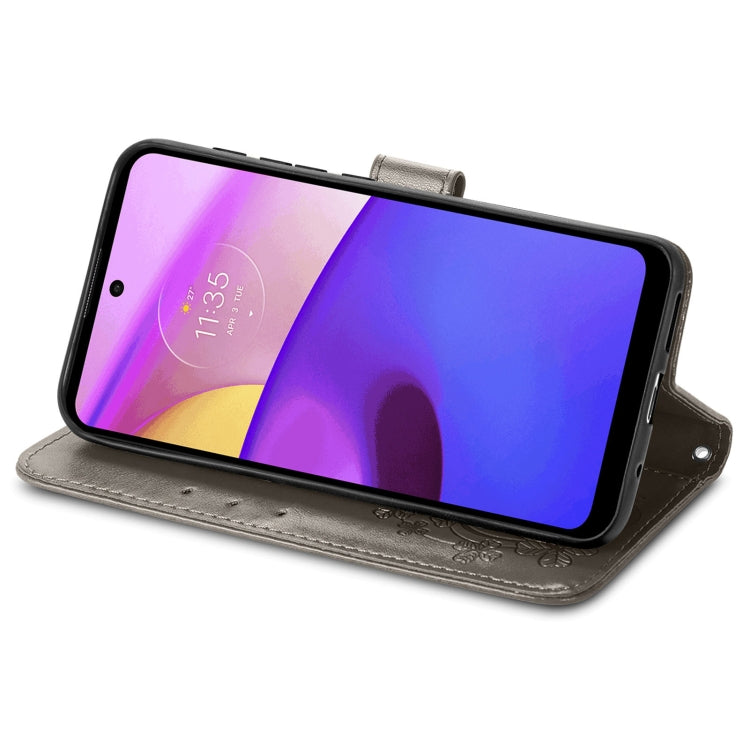 LEAF Knižkové puzdro pre Motorola Moto E20 / E30 / E40 - sivé
