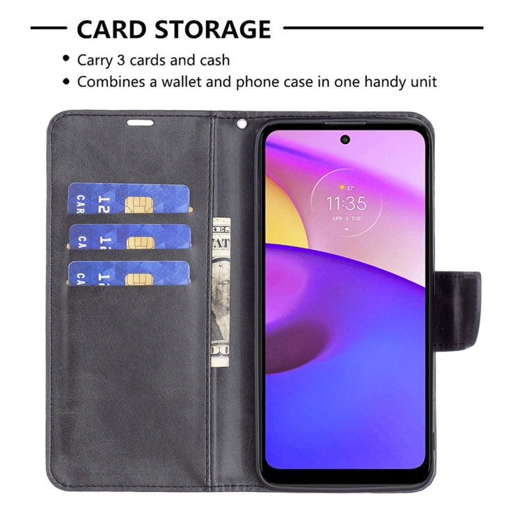 LAMBSKIN Knižkové puzdro pre Motorola Moto E20 / E30 / E40 - čierne