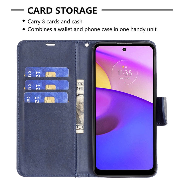 LAMBSKIN Knižkové puzdro pre Motorola Moto E20 / E30 / E40 - modré