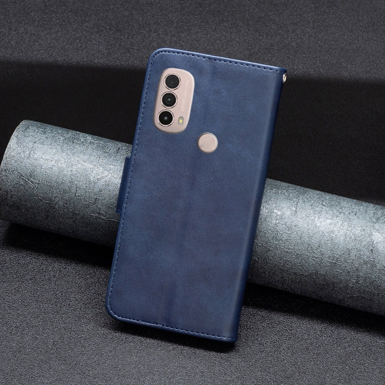 LAMBSKIN Knižkové puzdro pre Motorola Moto E20 / E30 / E40 - modré