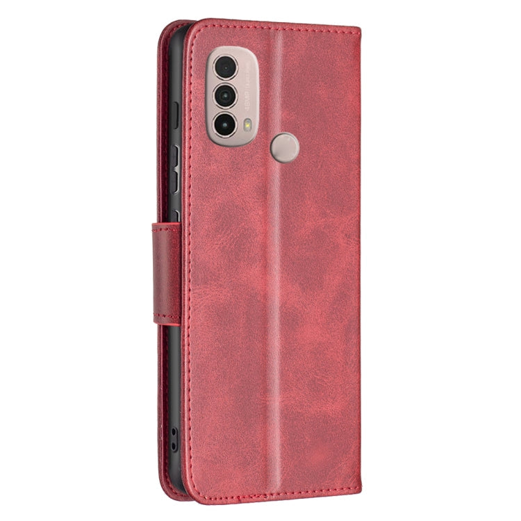LAMBSKIN Knižkové puzdro pre Motorola Moto E20 / E30 / E40 - červené