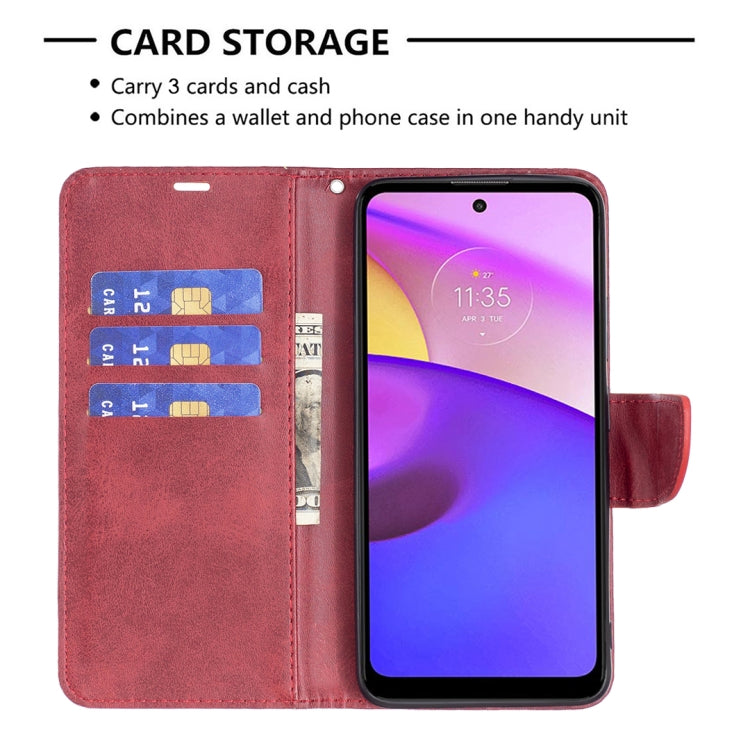 LAMBSKIN Knižkové puzdro pre Motorola Moto E20 / E30 / E40 - červené