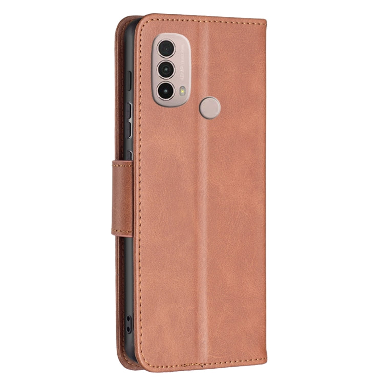 LAMBSKIN Knižkové puzdro pre Motorola Moto E20 / E30 / E40 - hnedé