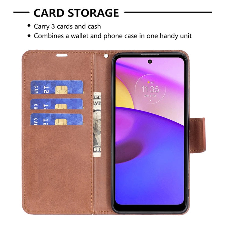 LAMBSKIN Knižkové puzdro pre Motorola Moto E20 / E30 / E40 - hnedé