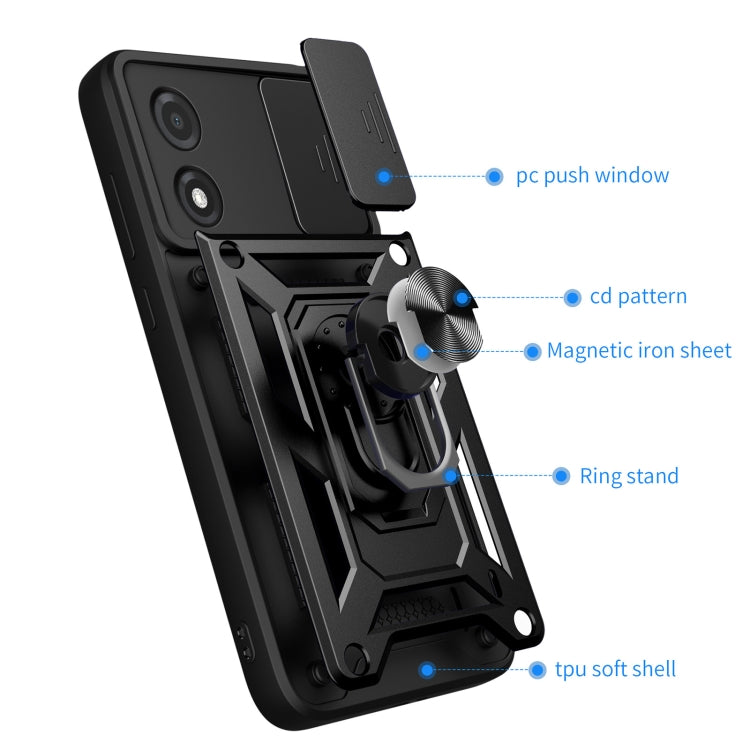 SLIDING ARMOR Tvrdený kryt pre Motorola Moto E13 - čierny