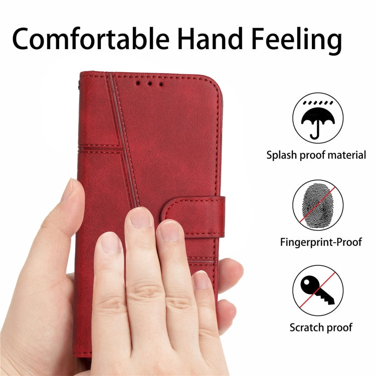 STITCHING Knižkové puzdro pre Motorola Moto E22 / E22i - červené