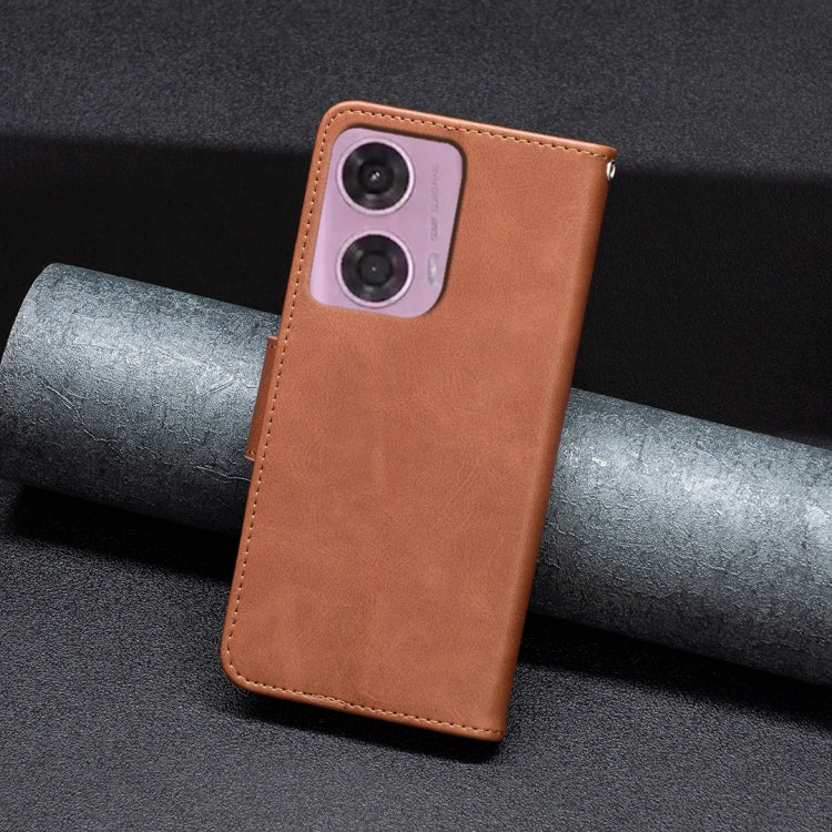 LAMBSKIN Knižkové puzdro pre Motorola Moto G04 / G24 / G24 Power - hnedé