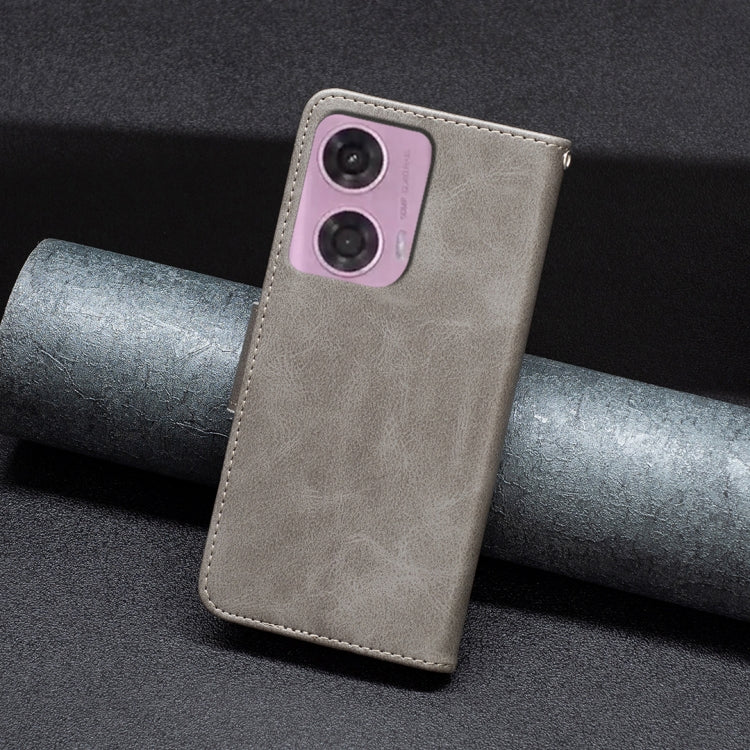 LAMBSKIN Knižkové puzdro pre Motorola Moto G04 / G24 / G24 Power - sivé