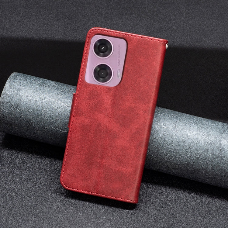 LAMBSKIN Knižkové puzdro pre Motorola Moto G04 / G24 / G24 Power - červené