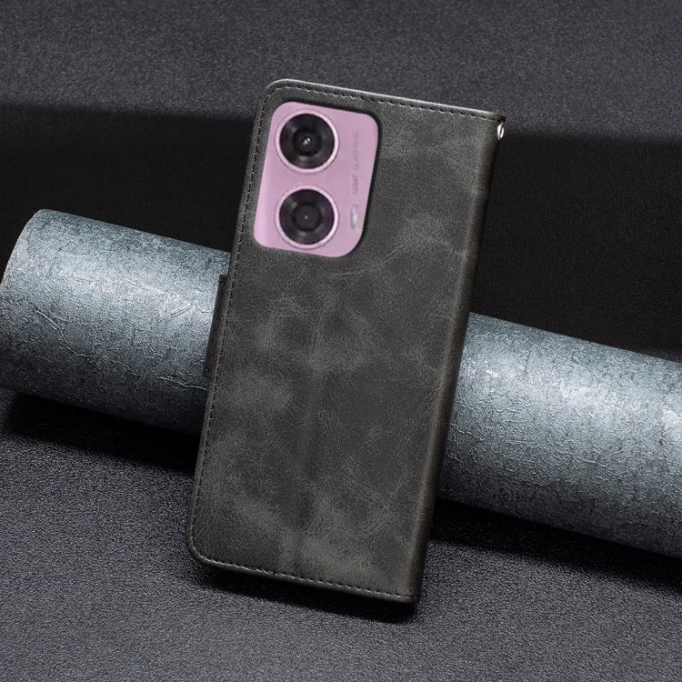 LAMBSKIN Knižkové puzdro pre Motorola Moto G04 / G24 / G24 Power - čierne