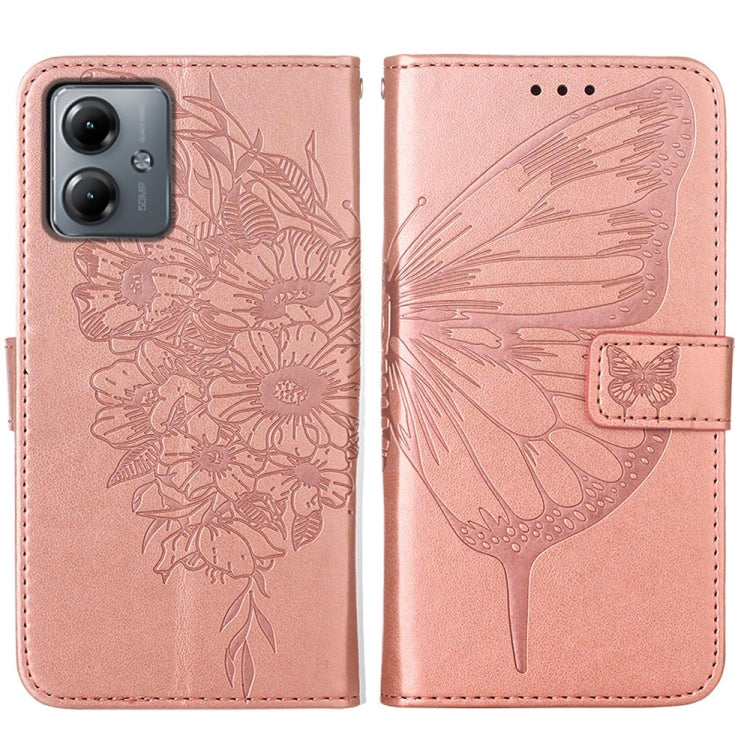 BUTTERFLY Knižkové puzdro pre Motorola Moto G14 - rose gold