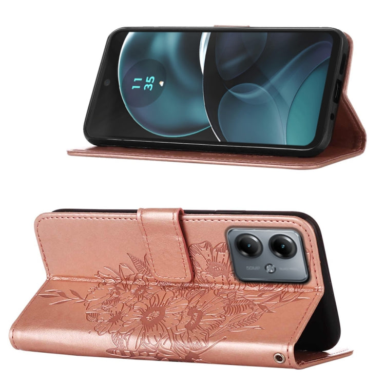 BUTTERFLY Knižkové puzdro pre Motorola Moto G14 - rose gold