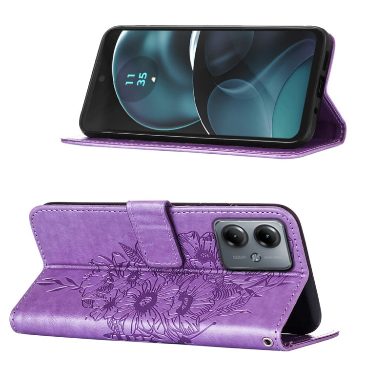 BUTTERFLY Knižkové puzdro pre Motorola Moto G14 - fialové