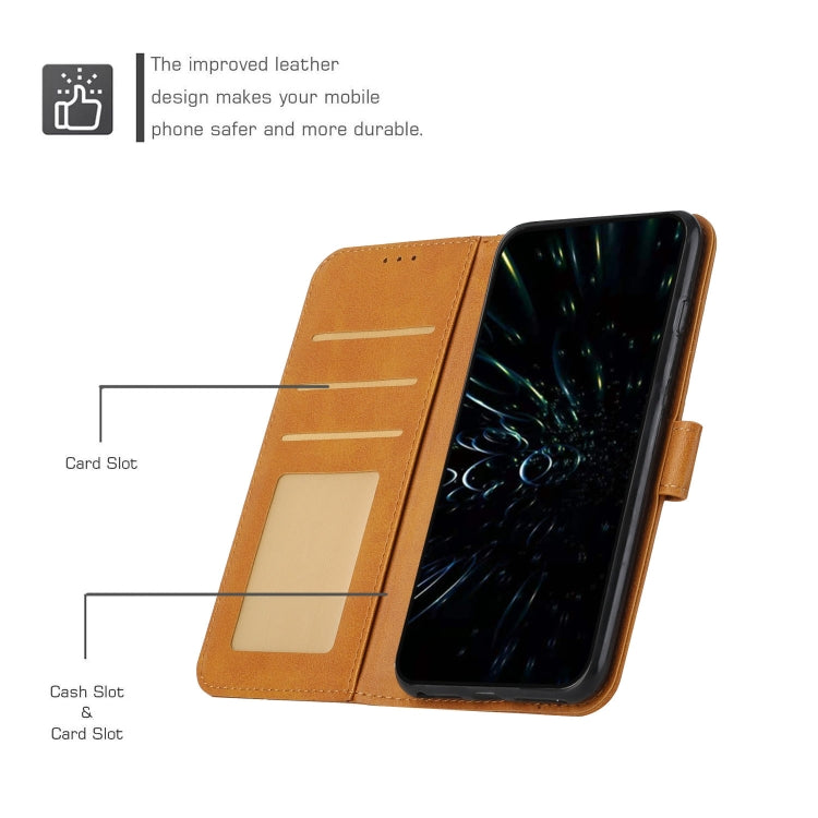 STITCHING Knižkové puzdro pre Motorola Moto G14 - svetlo hnedé