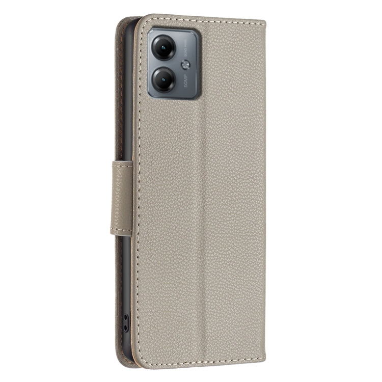 LAMBSKIN Knižkové puzdro pre Motorola Moto G14 - sivé