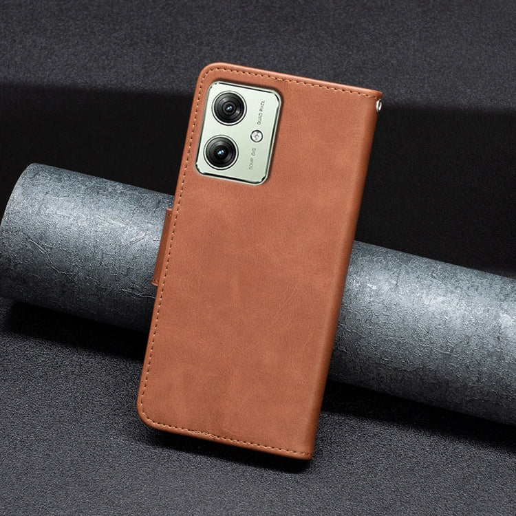LAMBSKIN Knižkové puzdro pre Motorola Moto G54 5G / G54 5G Power Edition - hnedé
