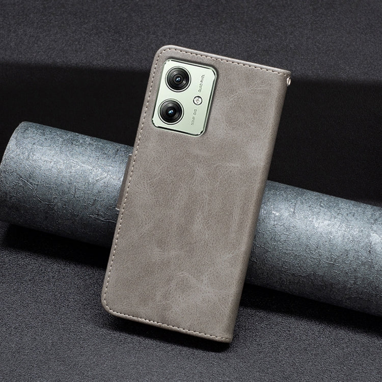 LAMBSKIN Knižkové puzdro pre Motorola Moto G54 5G / G54 5G Power Edition - sivé