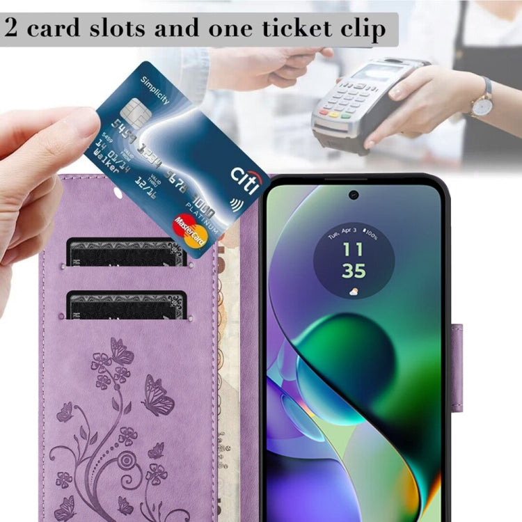 BUTTERFLY Knižkové puzdro pre Motorola Moto G54 5G / G54 5G Power Edition - svetlo fialové