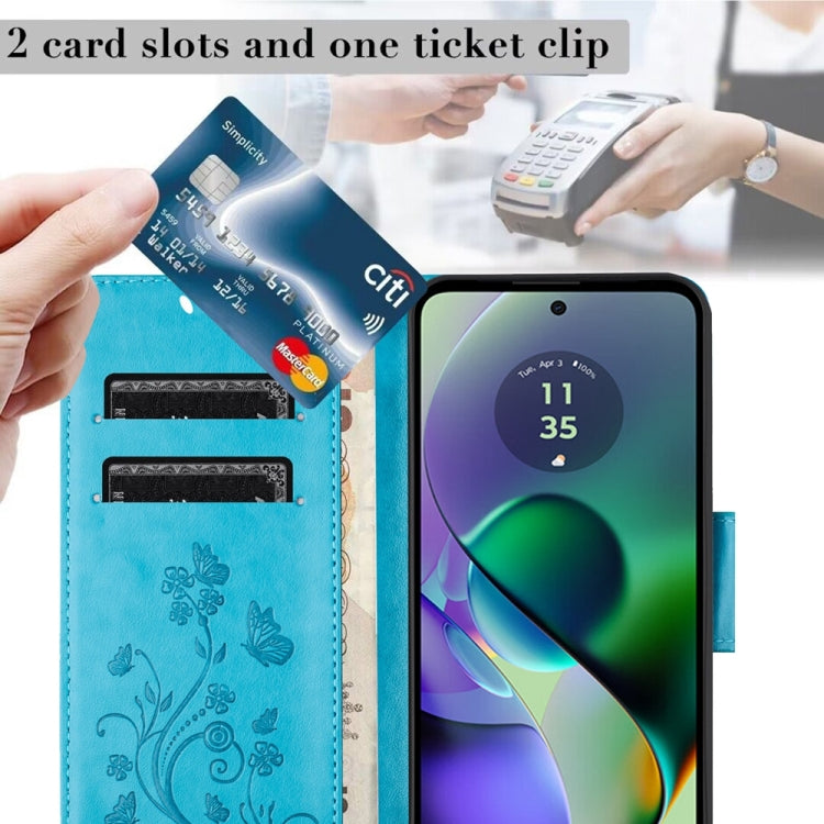 BUTTERFLY Knižkové puzdro pre Motorola Moto G54 5G / G54 5G Power Edition - modré